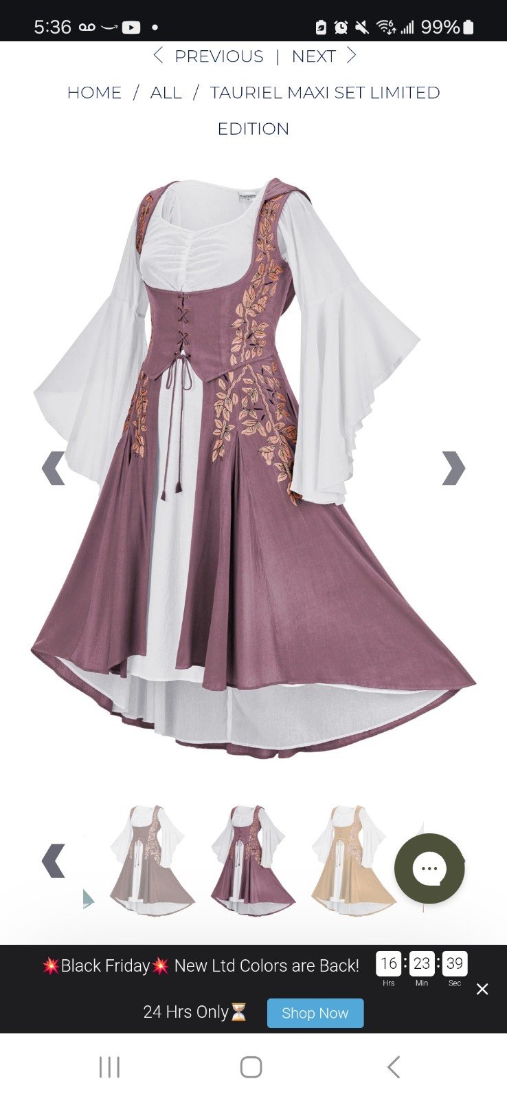 Tauriel Maxi set size 2X