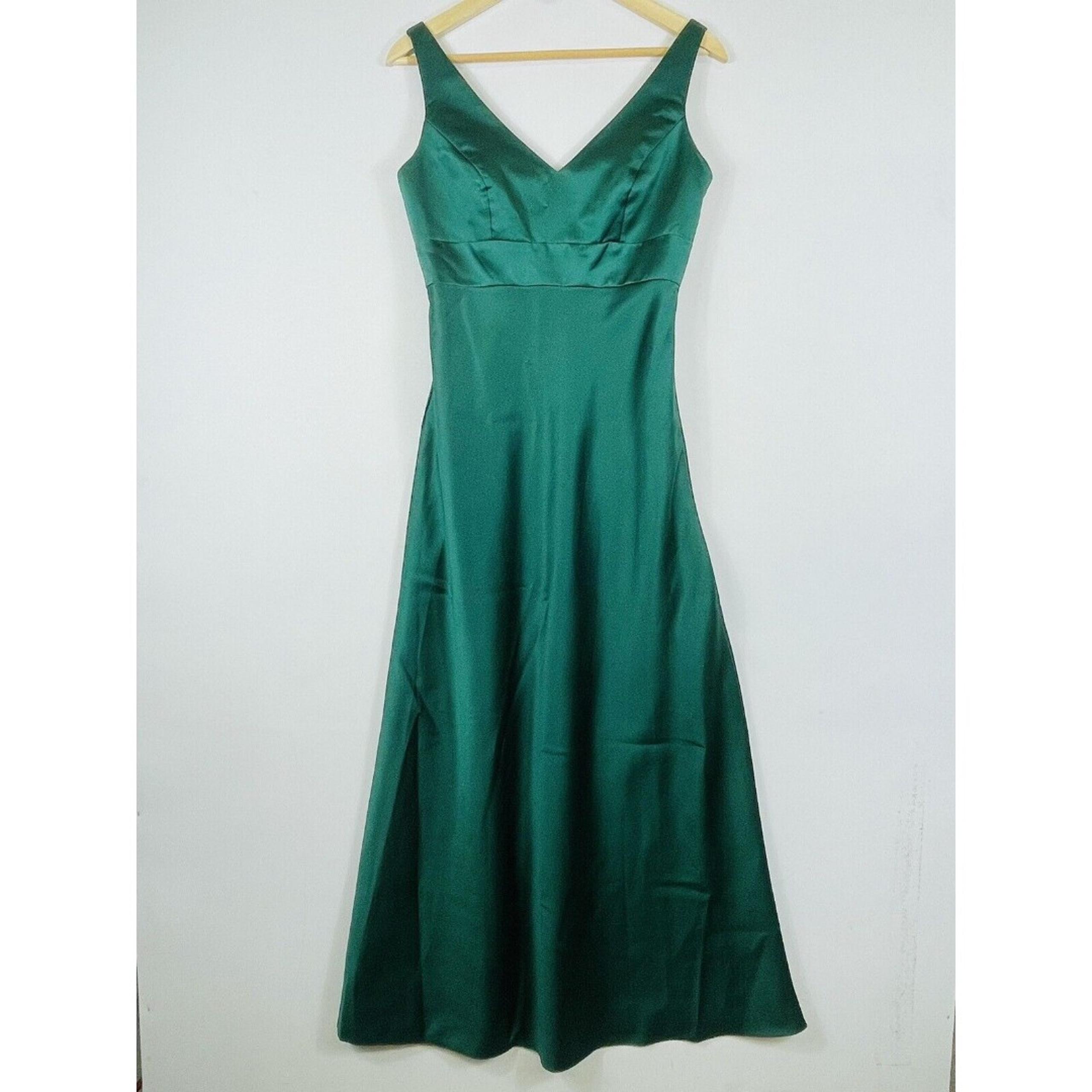 Alfred Angelo Green Bridal Bridesmaid Satin Sleeveless Maxi Dress Womens 8