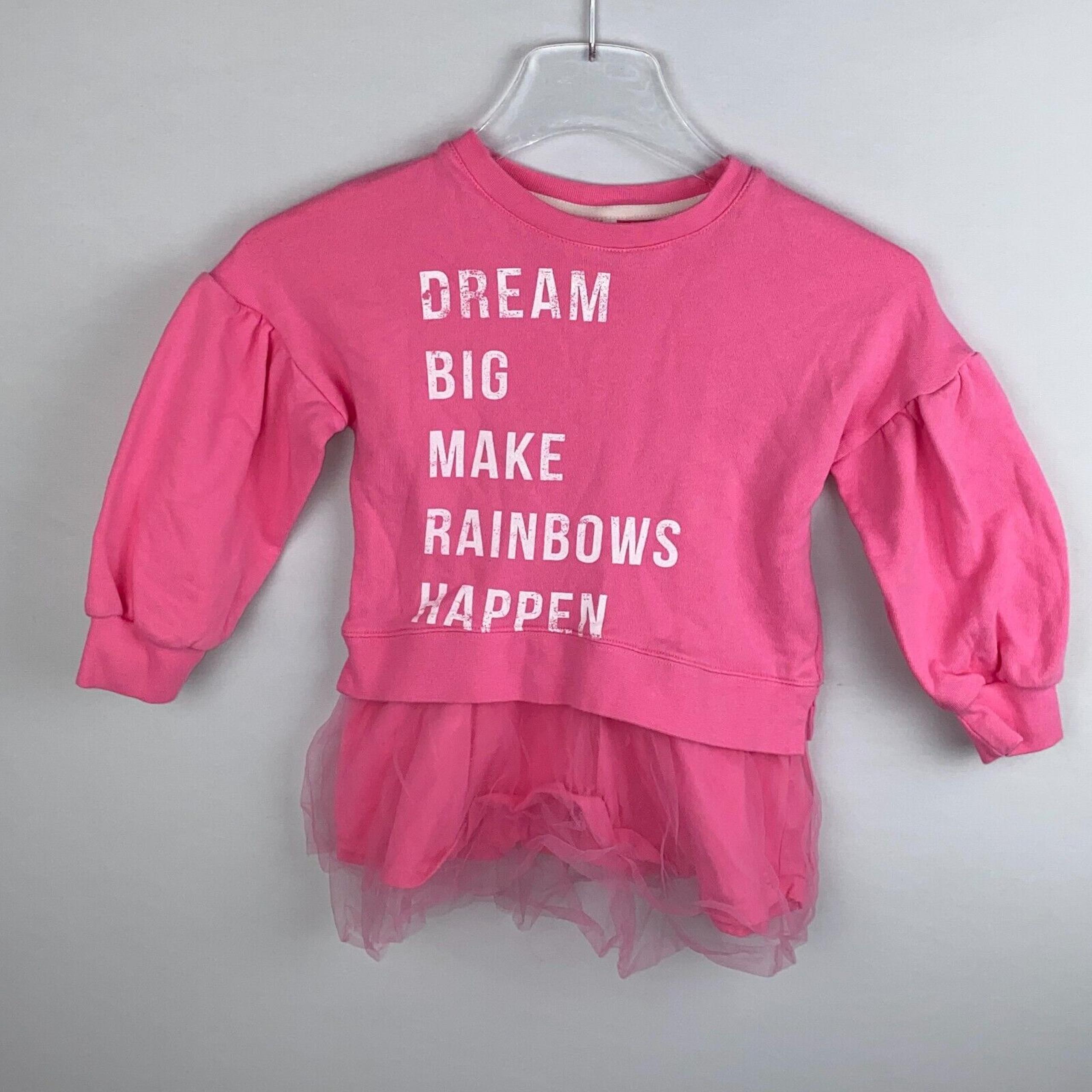 Girls Size XS 4 / 5 Pink Sweatshirt Dress Big Make Rainbows Happen - Cat & Jack