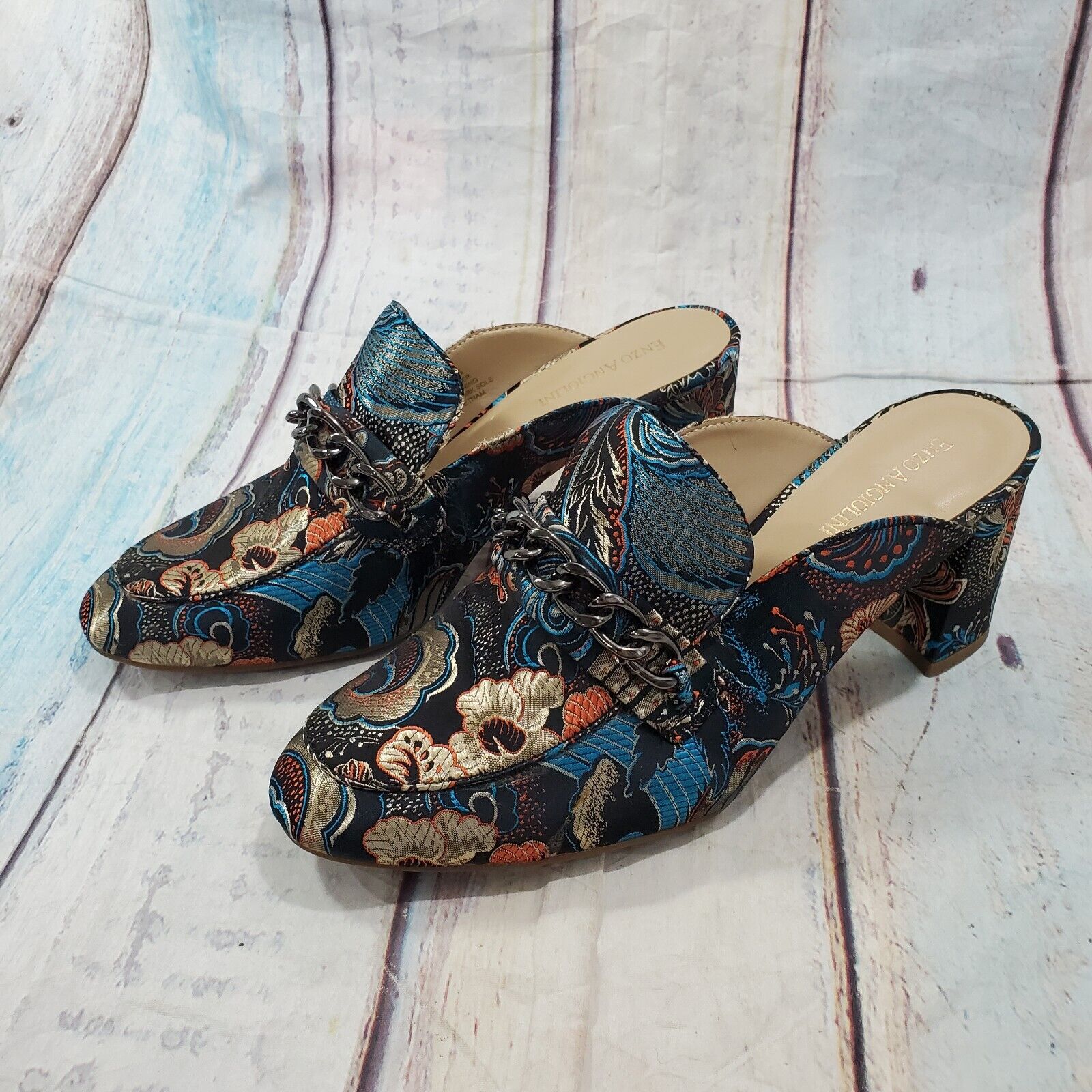 ENZO ANGIOLINI WOMENS GILIAN PAISLEY TEXTILE UPPER SLIP ON MULE SIZE 8.5 M