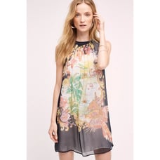 Anthropologie Moulinette Soeurs Varese Silk Dress Black Swing Pleated Size 2