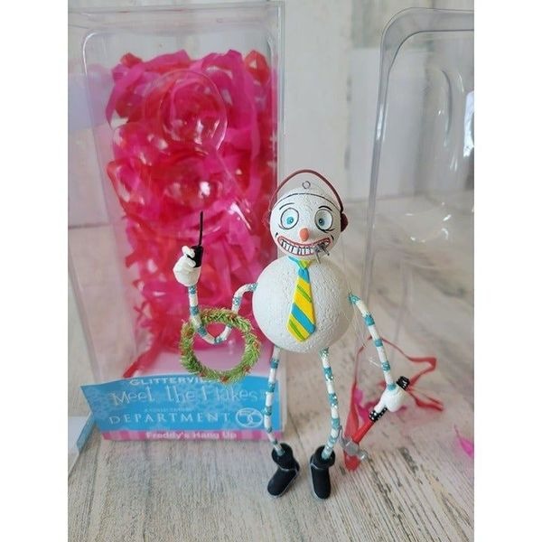 Dept 56 Freddys hang up glitterville new snowman ornament flakes handyman Xmas t