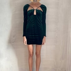NWT ZARA VELVET DRESS/ DARK GREEN