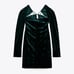 NWT ZARA VELVET DRESS/ DARK GREEN