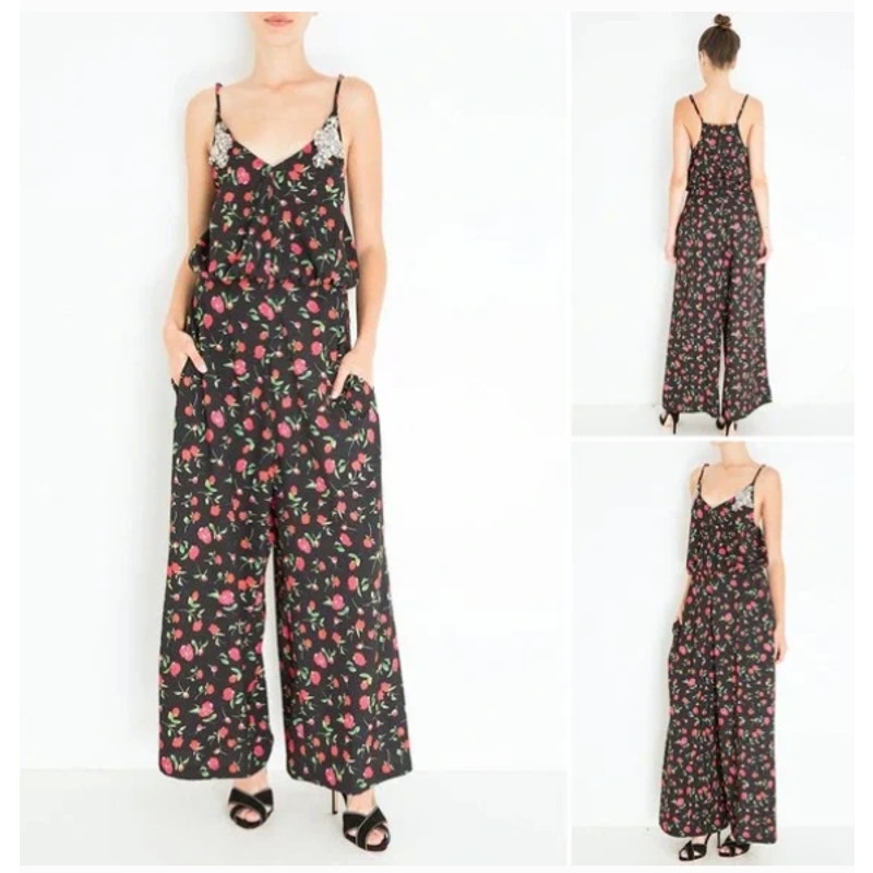 DODO BAR OR Violetta Floral Cherry Print Jumpsuit Womens 44