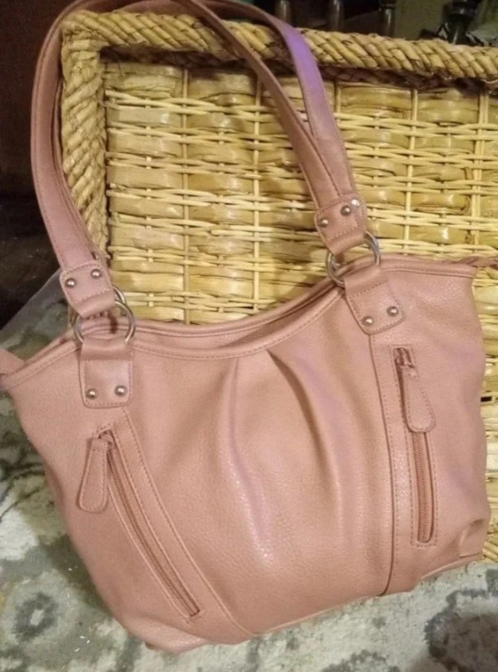Vintage designer Alfred Dunner blush pink handbag purse womens faux leather bag