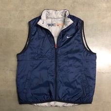 Vintage Y2K Nike Reversible Full Zip Puffer Vest Jacket Men’s XL Navy/Grey