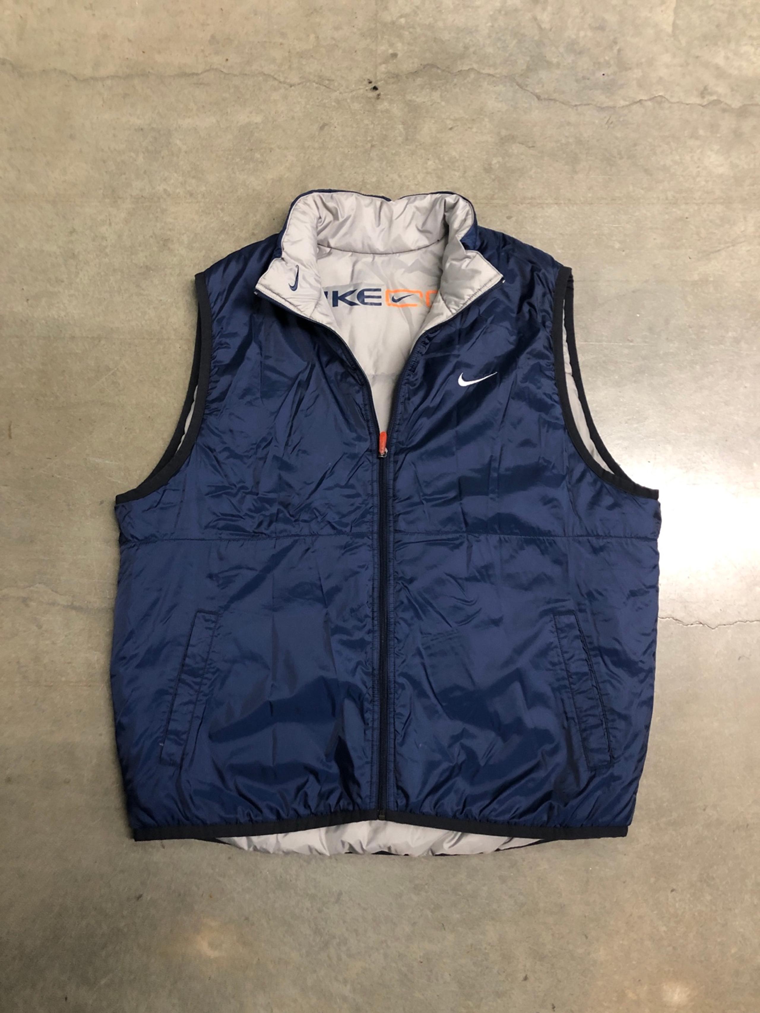 Vintage Y2K Nike Reversible Full Zip Puffer Vest Jacket Men’s XL Navy/Grey