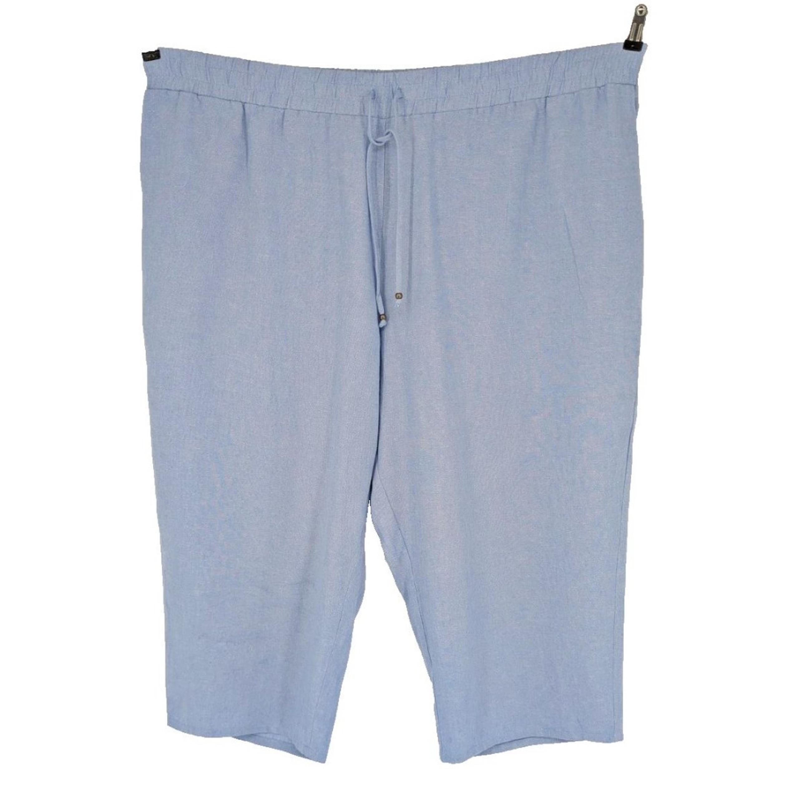 SUSAN GRAVER PURE Pants Size 3XP Pastel Blue 55% Linen 45% Rayon 3XP