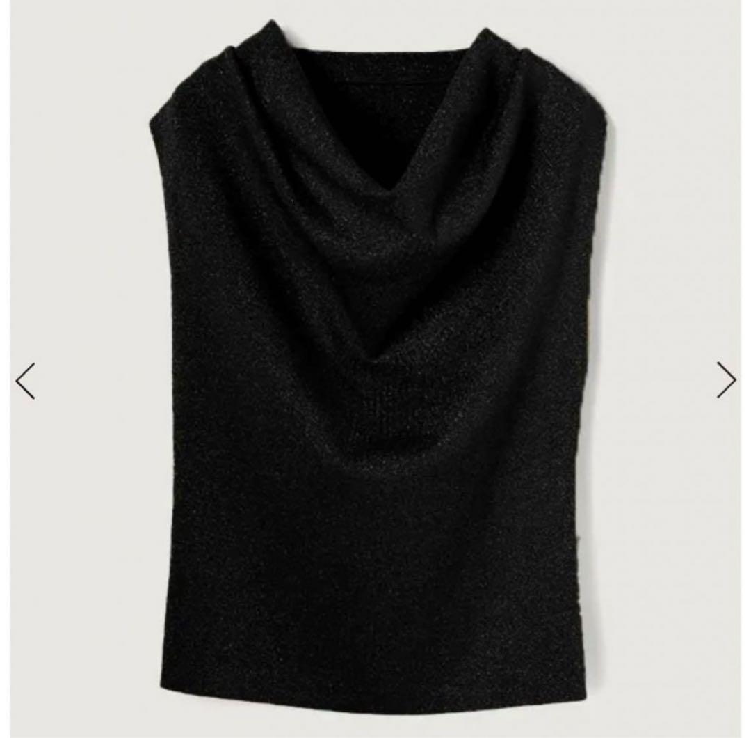 Anuans Draped Neck Knit Top - Black