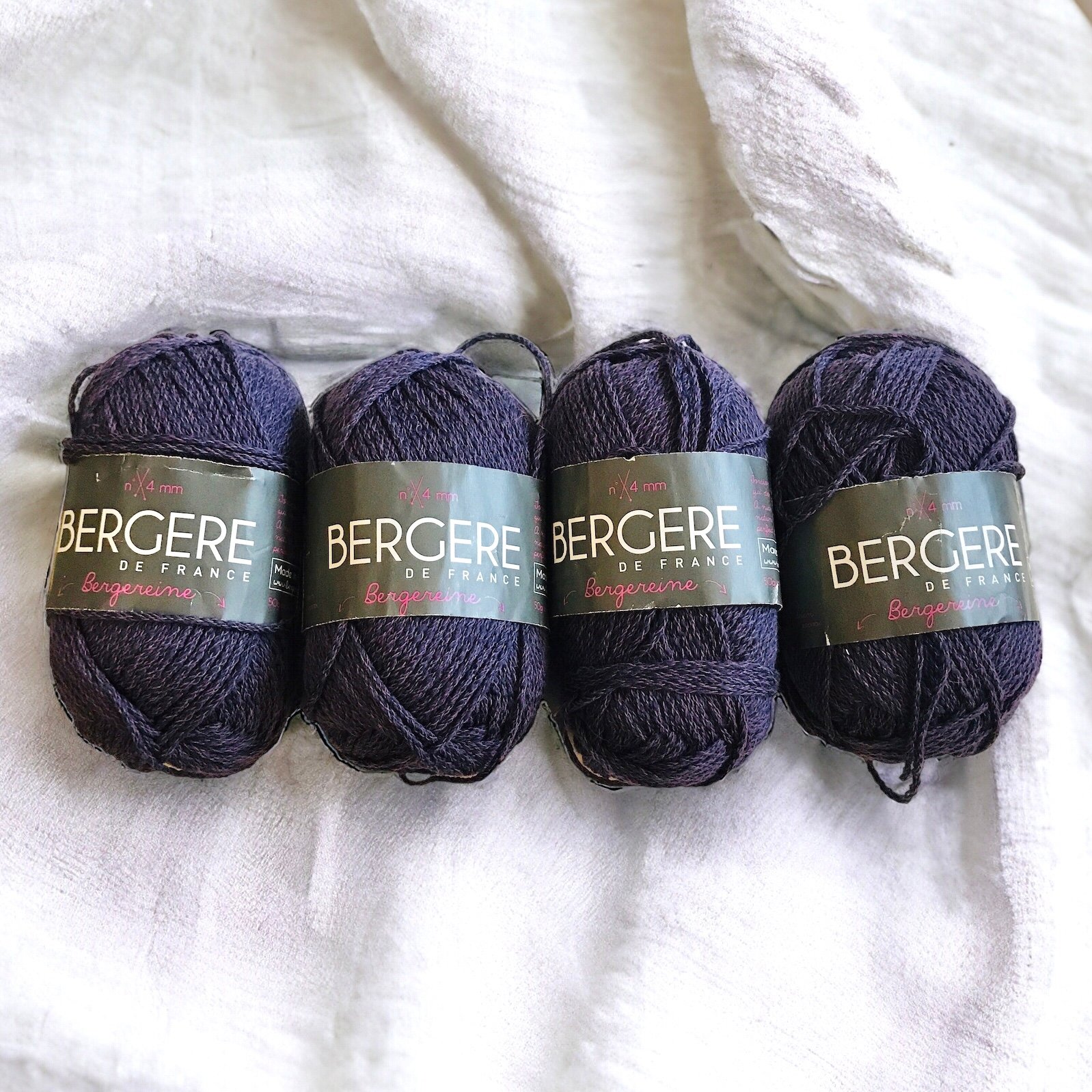 Bergere De France Bergereine Yarn DK Urbain Purple Wool Cotton 4 50g Skeins NOS