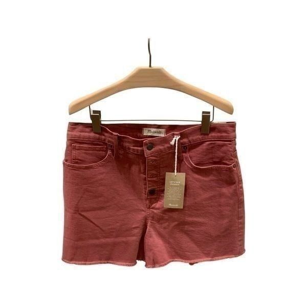 Madewell Garment-Dyed Button-Front High-Rise Denim Shorts