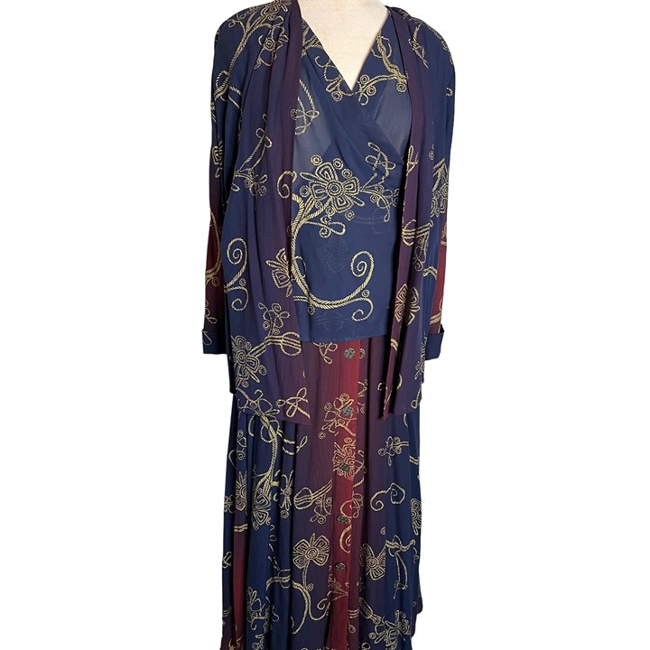 Vintage Carole Little Petites Size 4 Boho Jacket Blouse & Skirt Set