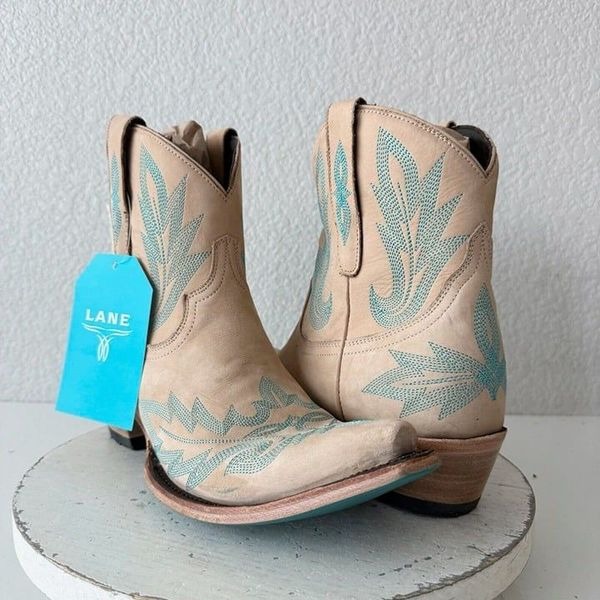 Lane LEXINGTON Womens Cowboy Bootie Sz 11 Sand and Stream Western Cowgirl Boots