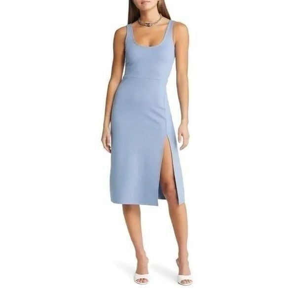 Open Edit Scoop Neck Midi Dress, Blue Infinity, Sz. M