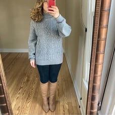 Oscar de la Renta cable knit tutleneck heather grey cozy oversized medium