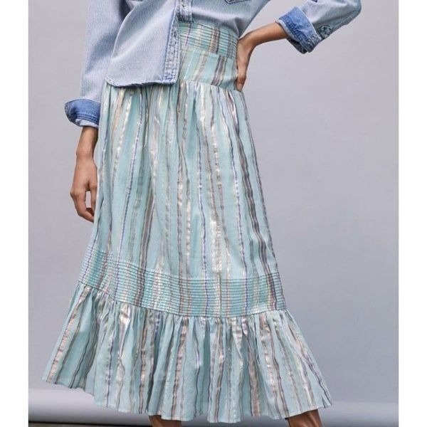 NEW Anthropologie Women Small Audriana Shimmer Maxi Skirt