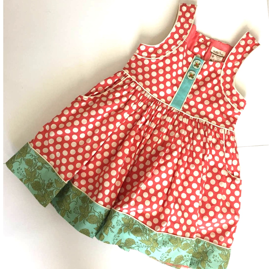 Matilda Jane Secret Fields Polka Dot Florals Red Cream Green Twirl Size 6