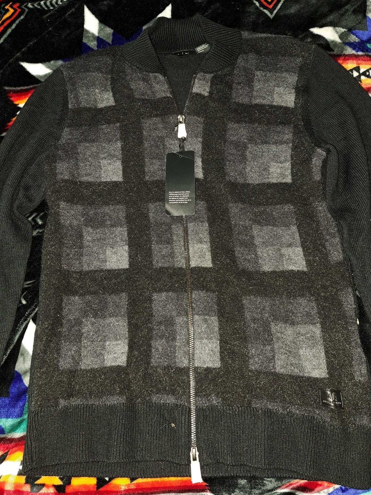 Gray and black mens cardigan