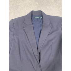 Lauren Ralph Lauren Womens Suit Jacket Blazer Navy Blue 1 Silver Button Size 12