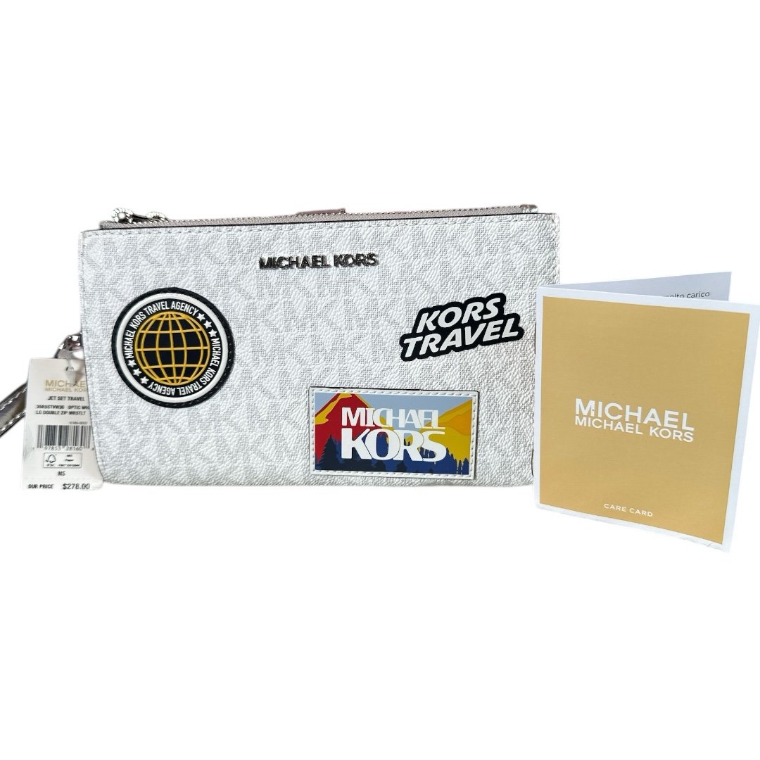 Michael Kors White Textured Wallet Wristlet