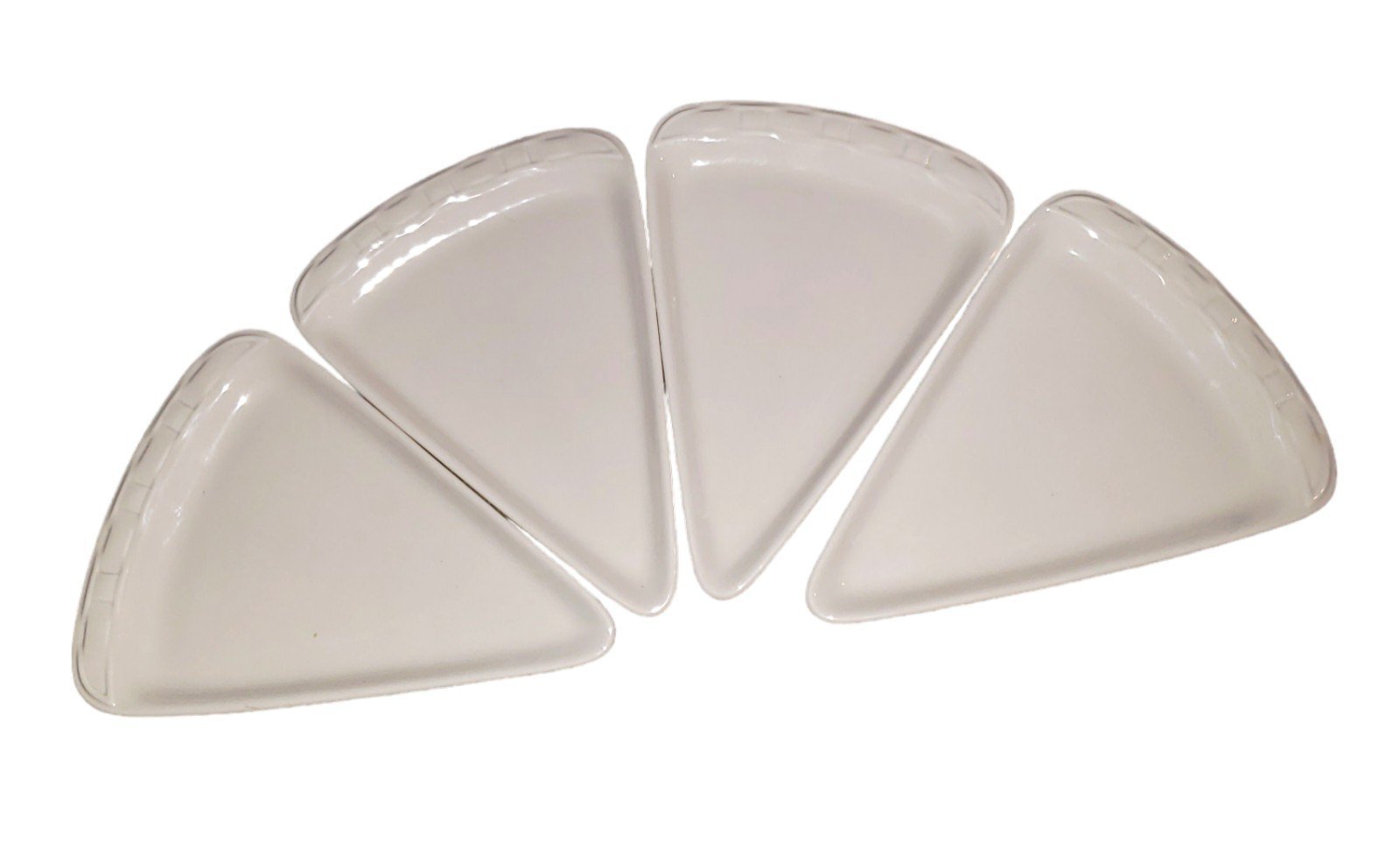 Longaberger Woven Traditions Ivory Pizza Slice Plate Set Of 4 Plates