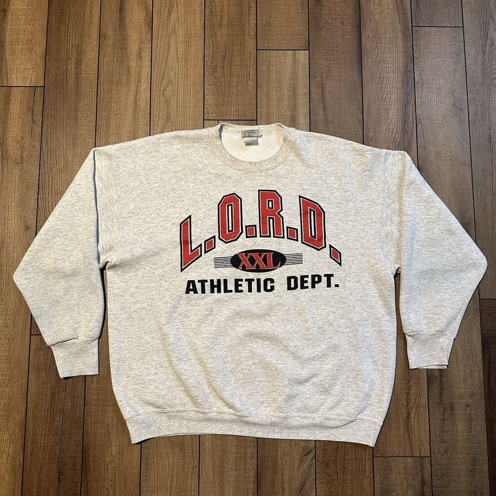 Vintage 90s LORD Athletic Dept. grey and red sweatshirt crewneck 2XL XXL