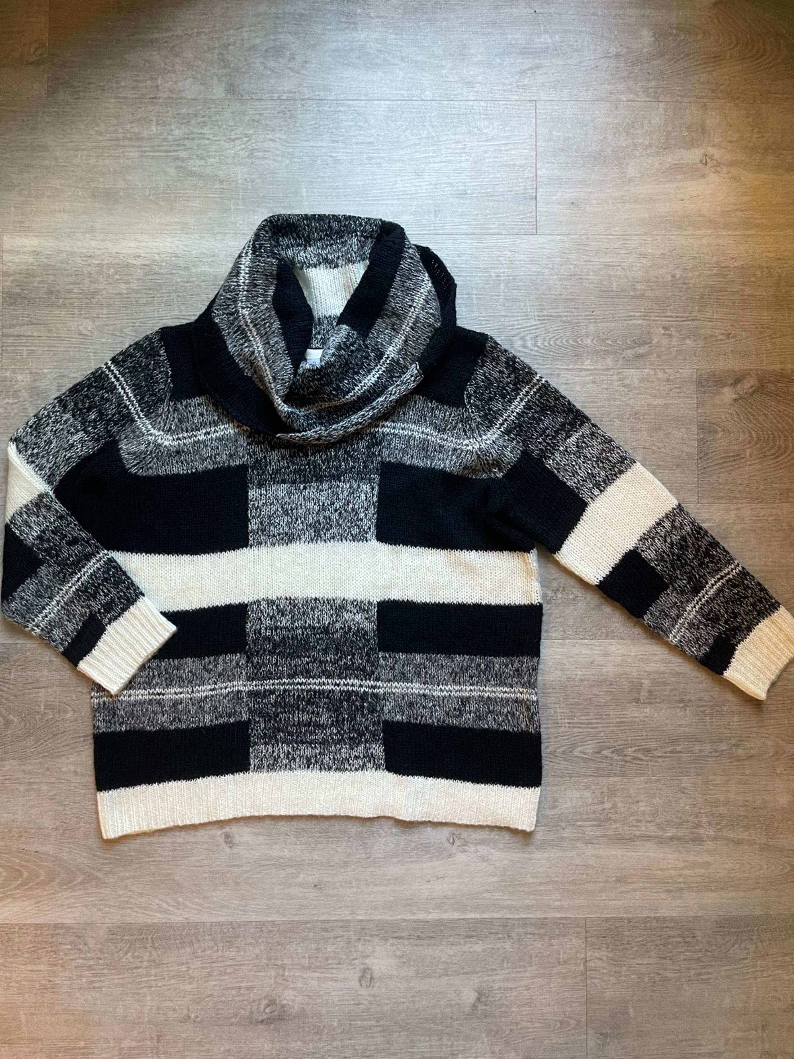 Chico’s Plaid Cowl Neck Wool Alpaca Blend Cozy Pullover Sweater size 3 (XL/16)