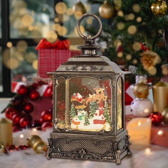 New Christmas Snow Globe Decorations with 6-Hour Timer & Music Holiday Decor