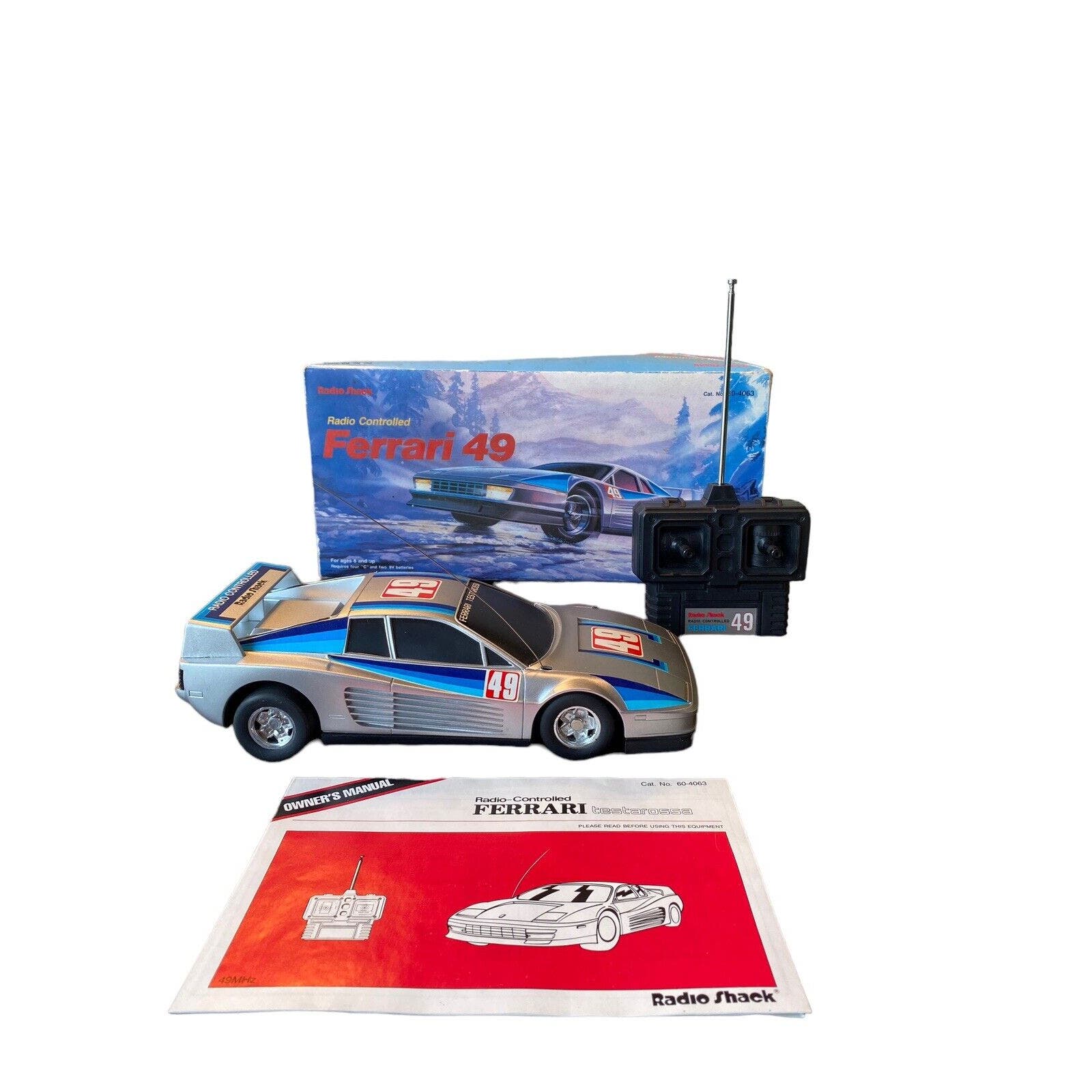 Vtg. RADIO SHACK Ferrari 49 Radio Controlled w/ Box Owner's Manuel No. 60-4063