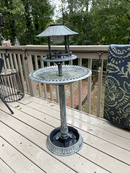 Solar Outdoor Rustic Pedestal Bird Bath with Fillable Planter Base