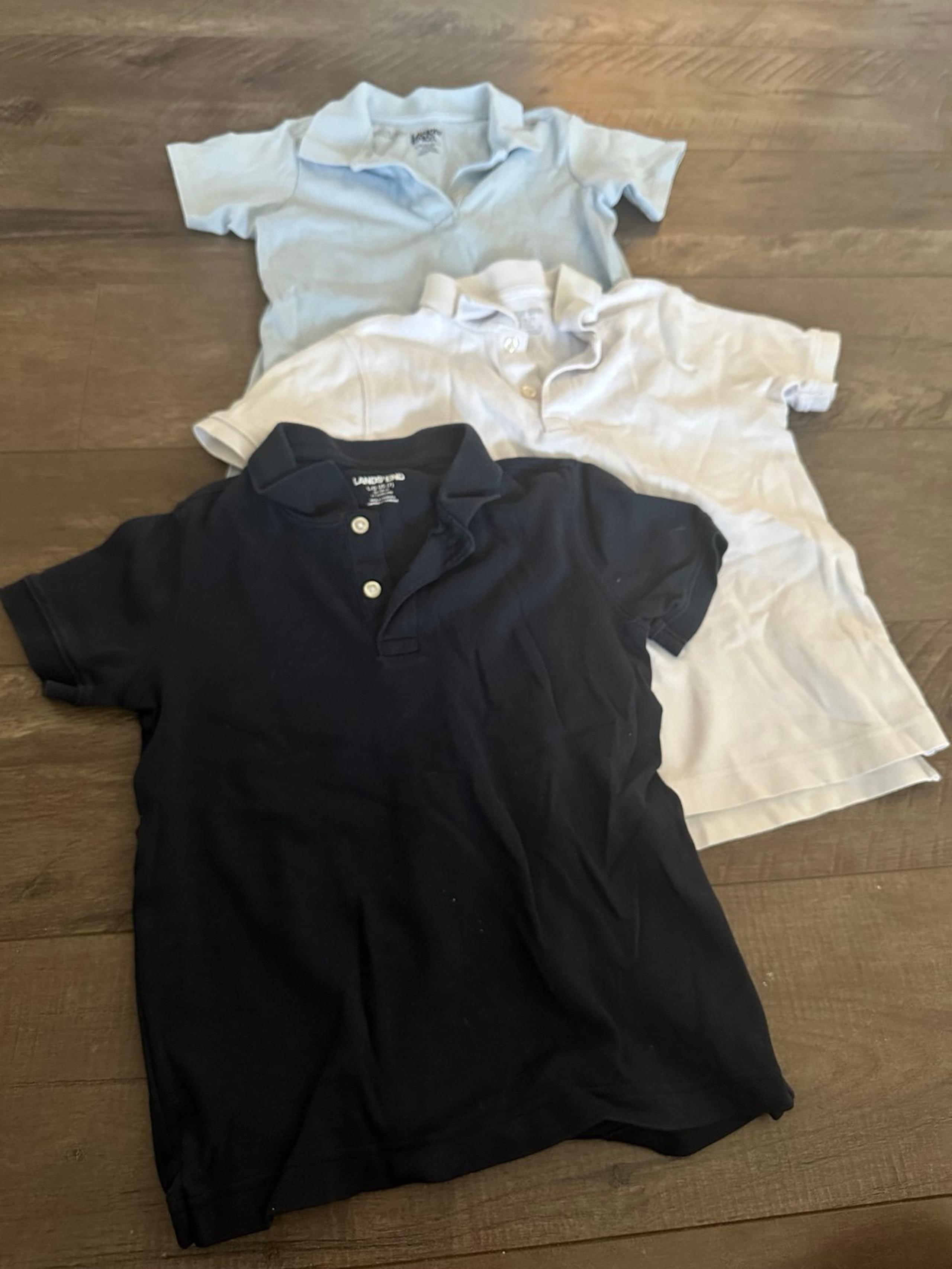 Lot Of 3 Landsend Uniform Polo Shirts Kids 6-7
