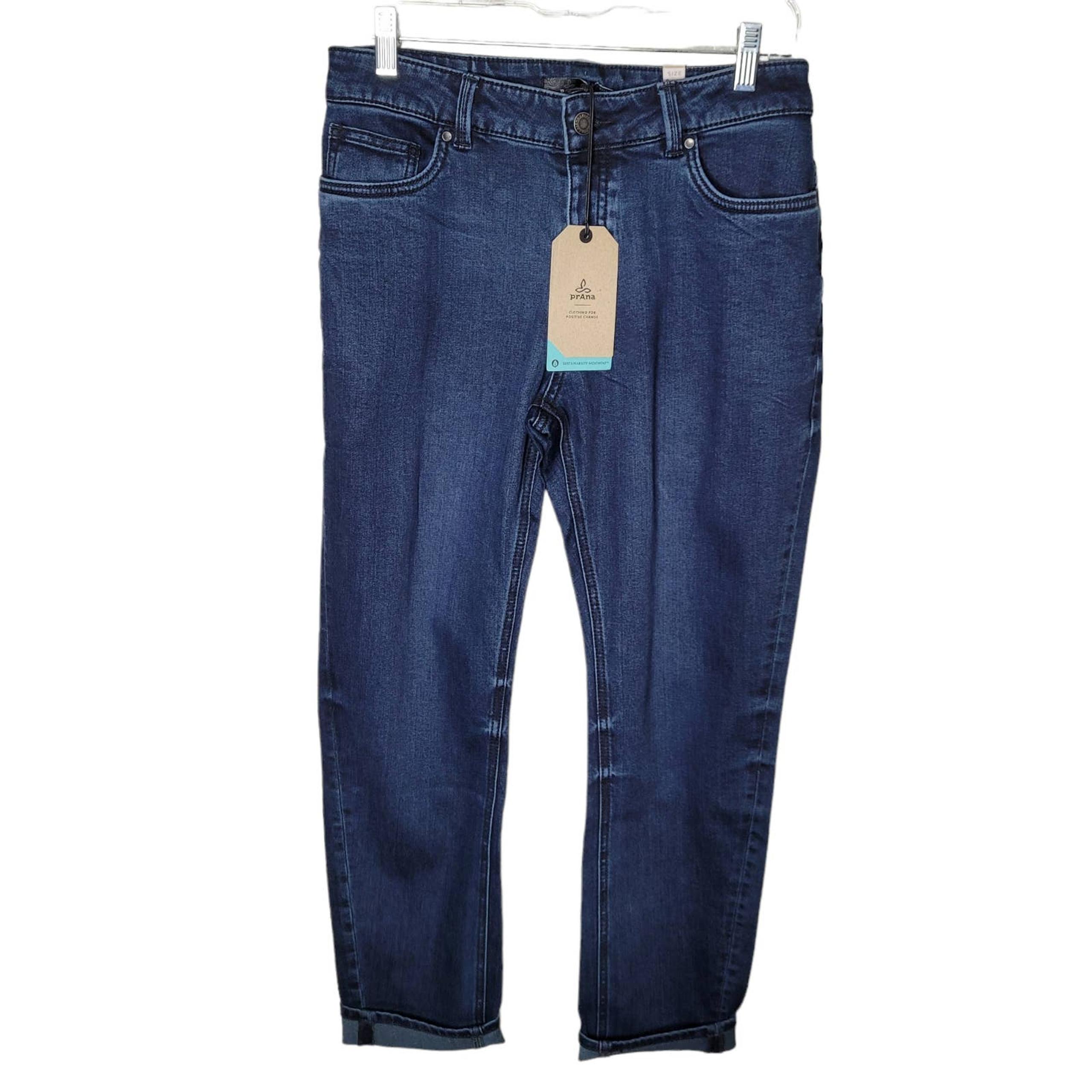 NWT Prana Buxton boyfriend Jeans womens sz 4/27 Dark Wash Slim Organic stretchy