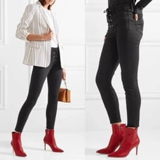 L'AGENCE The Cherie lace-up High Rise Waist Black Skinny Jeans Cropped Size 26