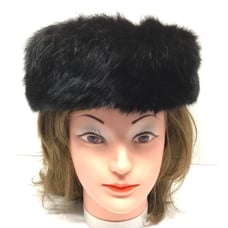 Hats by Dayle Womens Vintage Union Made Black Fur Pillbox Hat