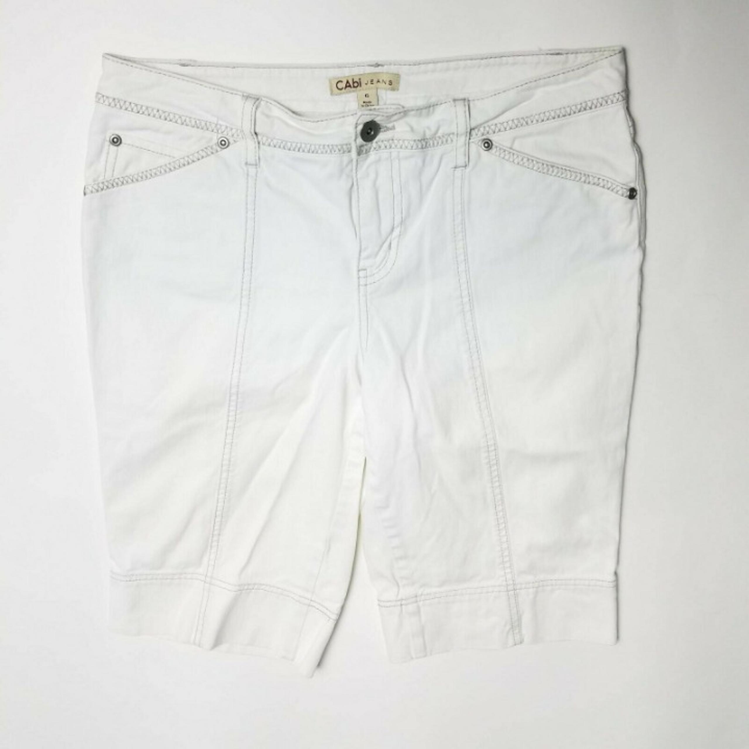 CAbi Womens White Denim Bermuda Shorts 6