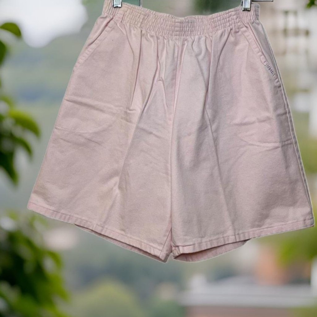 Vtg 80s Chic USA High Waisted Oversized Soft Pink Cotton Jean Shorts Sz XS/S/M