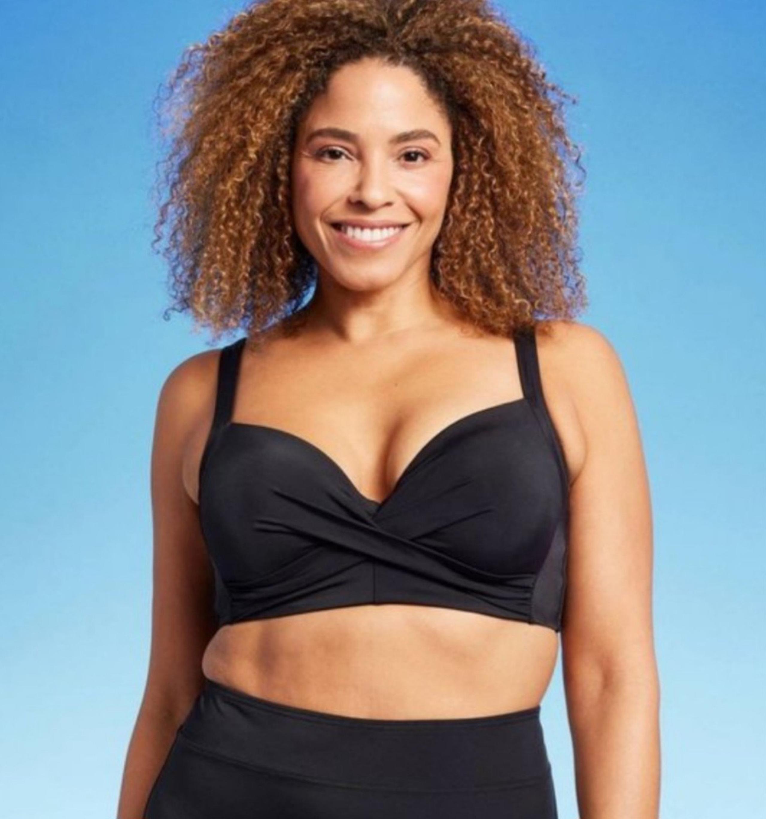 Lands' End Women's UPF 50 Underwire Twist-Front Bikini Top - Black 14