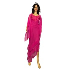 Do You Love Me? Magenta Silk Dress Floral Beadwork NEW Women's Size 6