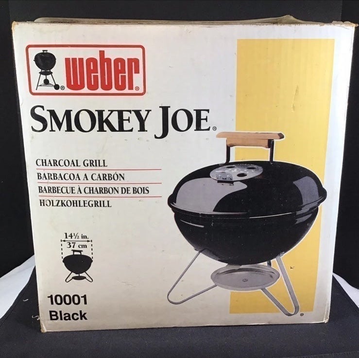 Weber Smokey Joe Charcoal Grill Black Wood Handle w/ Owners Guide & Cookbook NIB