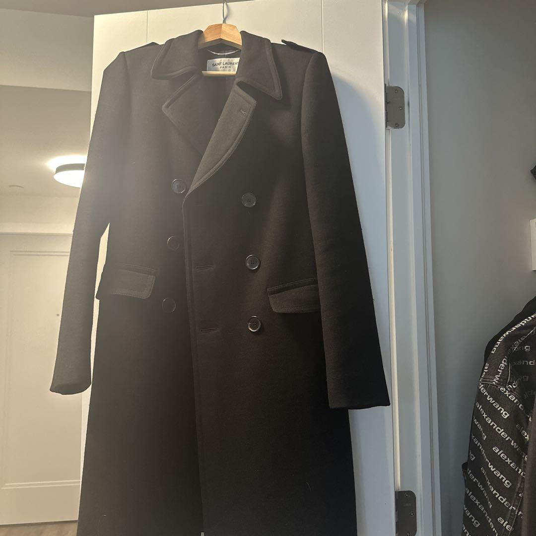 SAINT LAURENT Black Double-Breasted Chester Coat