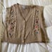 Vintage hand knit vest with floral detail