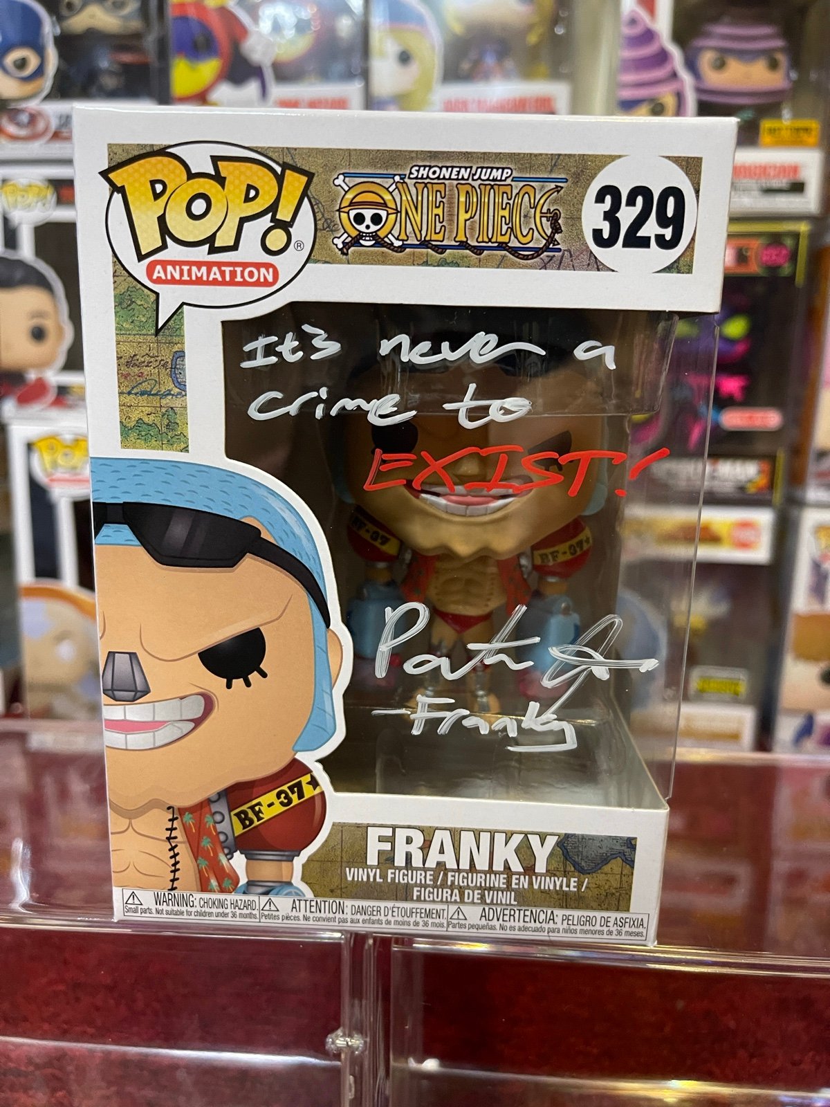 One Piece Anime Franky #329 Signed By Patrick Seitz Funko Pop Prime COA
