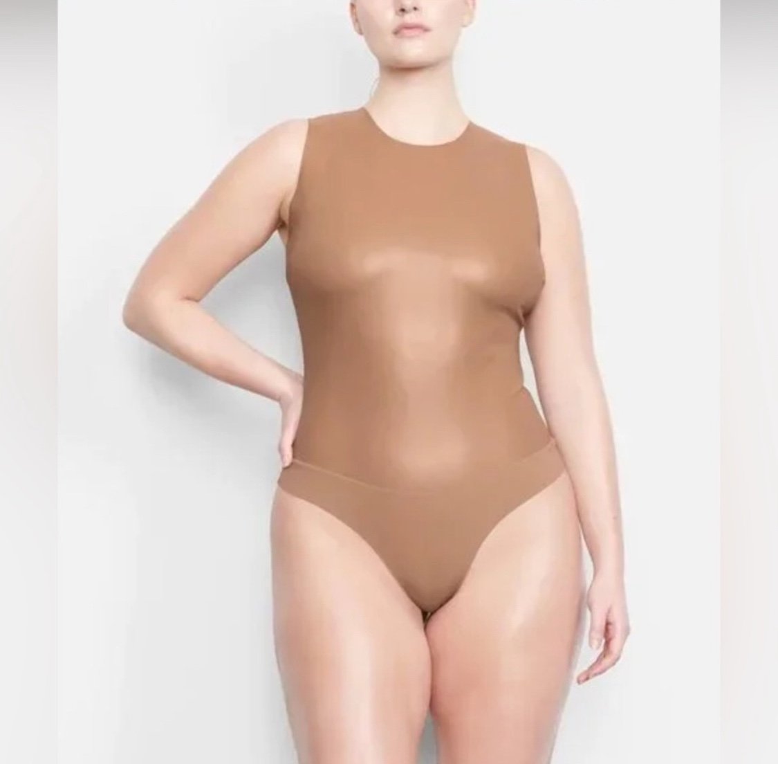 Skims Faux Leather Sienna Crew Neck Bodysuit Sienna-4x (NWT)