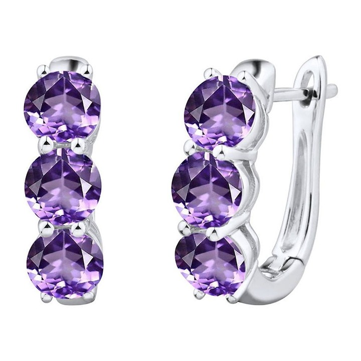 Amethyst hoop earrings in sterling silver