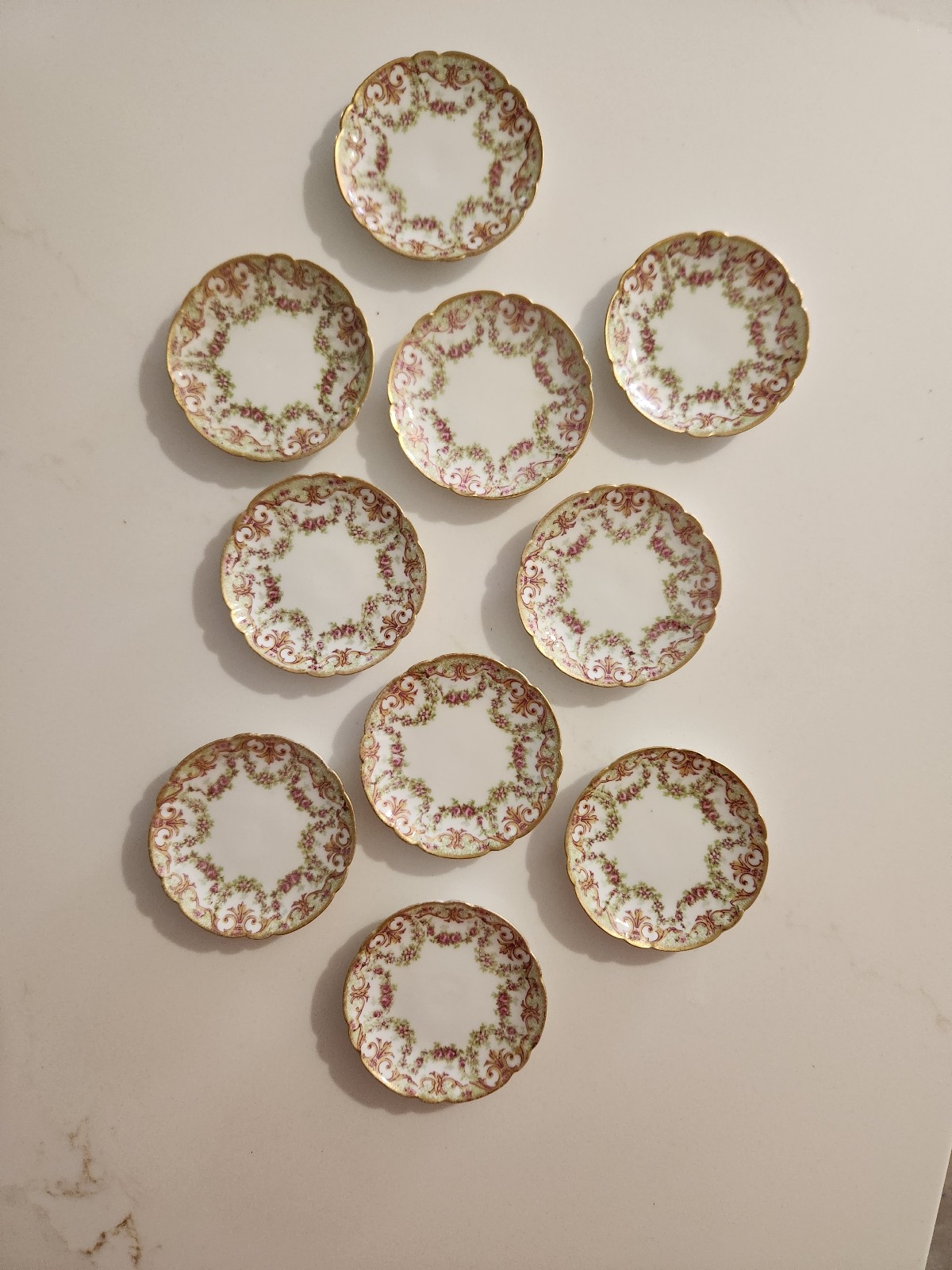 L.S & S Limoges Gold Gilt Floral Butter Pats