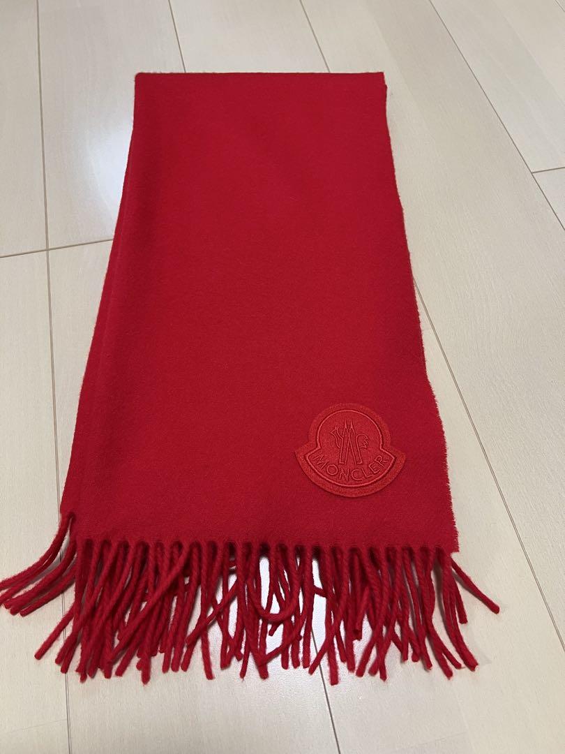 MONCLER Red Fringe Scarf