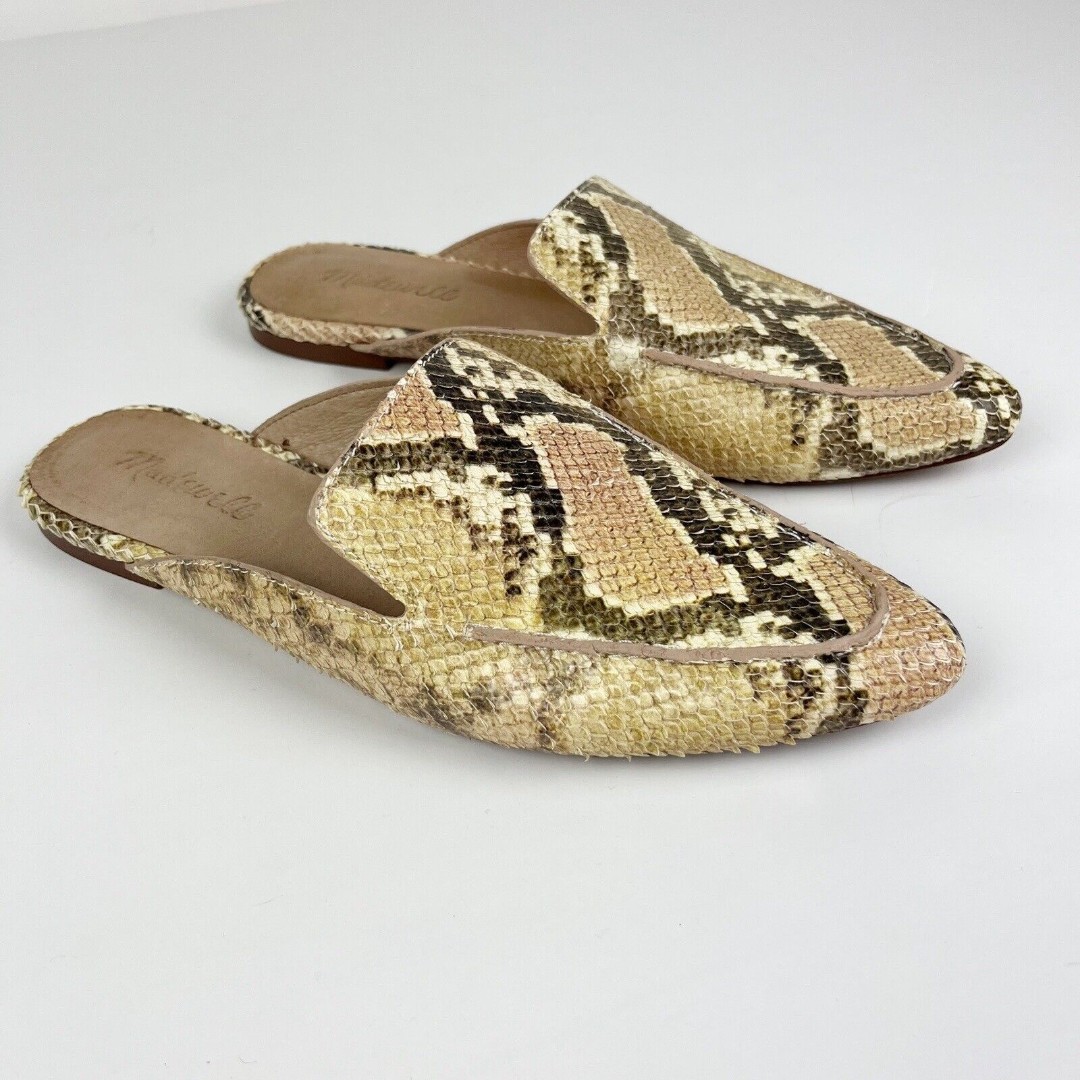 Madewell The Frances Skimmer Mule in Snake Embossed Leather Size 8