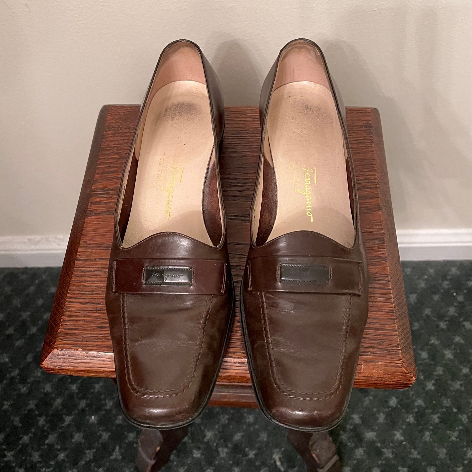 Vintage Brown Salvatore Ferragamo Classic Leather Penny Loafers