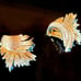 Boucher Earrings Vintage 50s Clip-Ons Gold-Tone Clear & Blue Rhinestones Signed